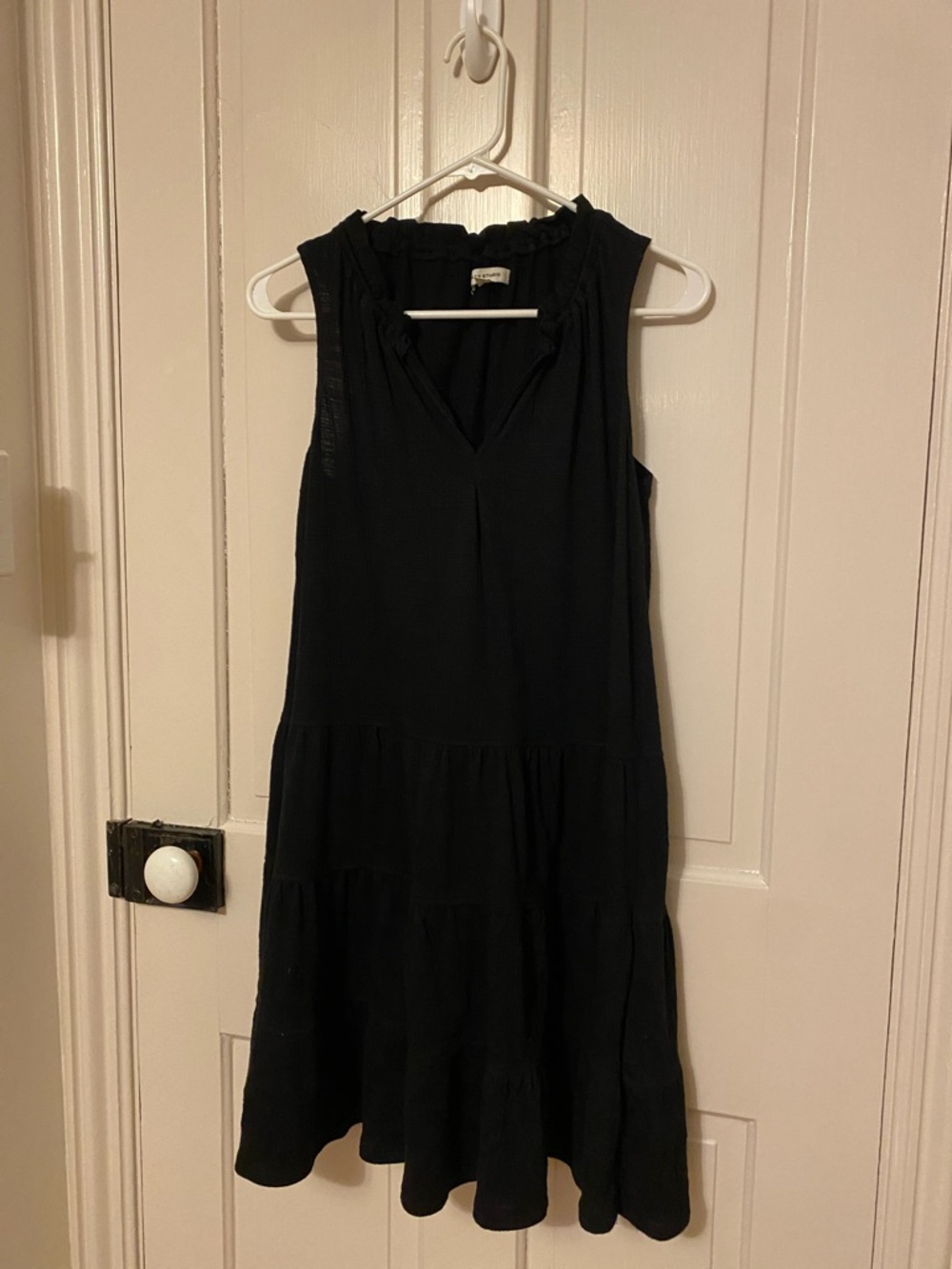 Max Studio Black Sleeveless V-Neck Tiered Mini Dress